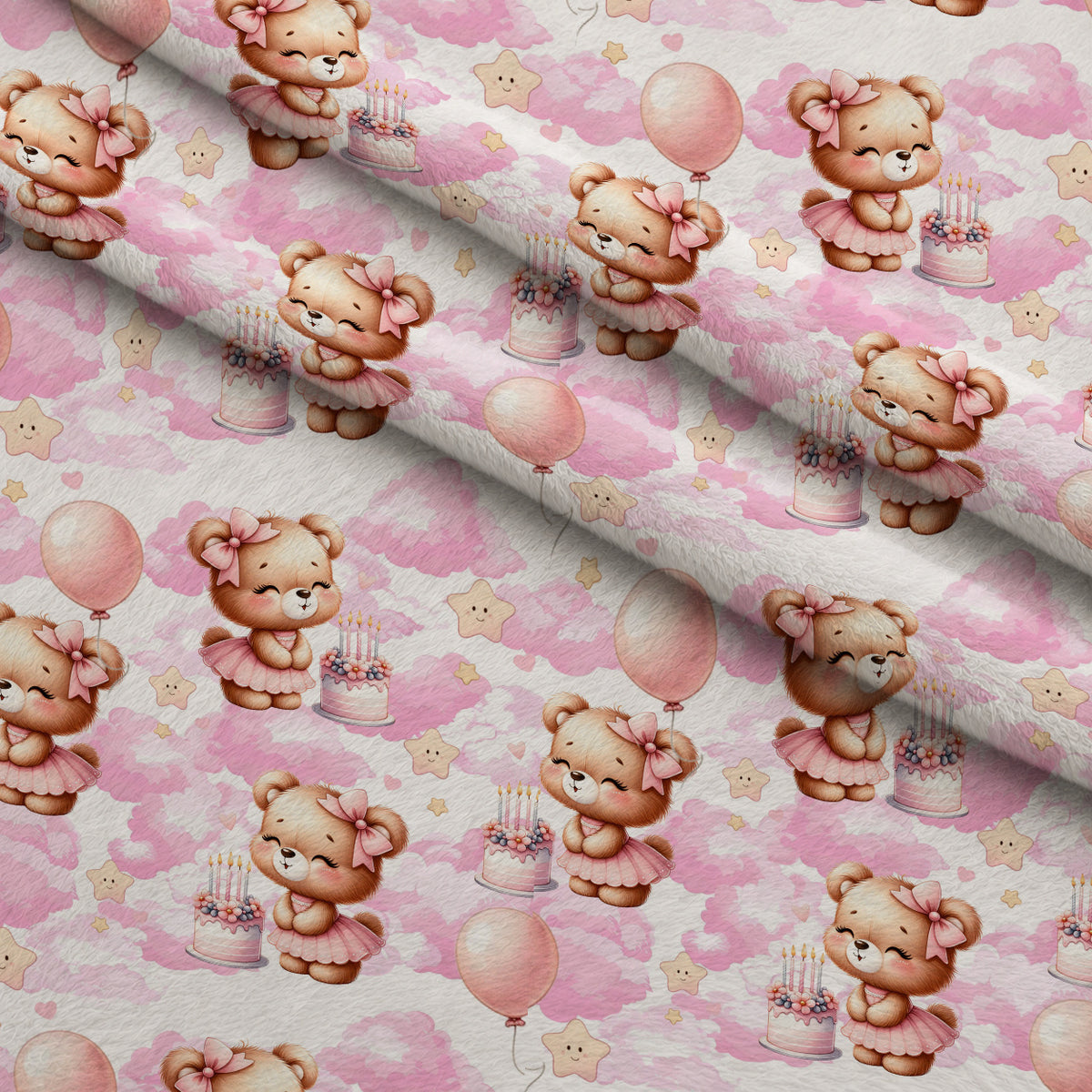 Beary Sweet Party Pattern 9 Minky Fabric — plush minky folded close-up preview (mv-minky-v1:lying)