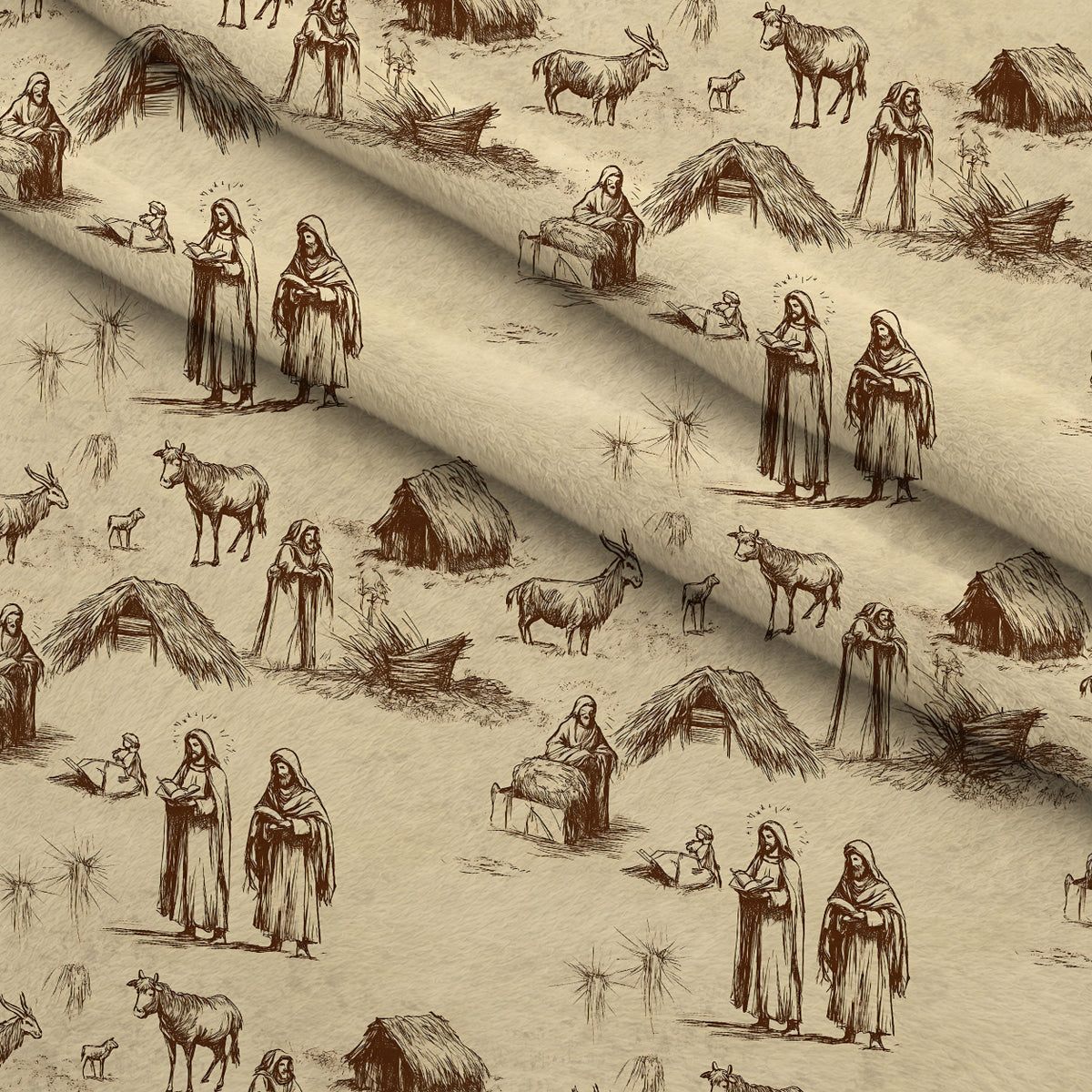 Bethlehem Toile Pattern 10 Minky Fabric — plush minky folded close-up preview (mv-minky-v1:lying)