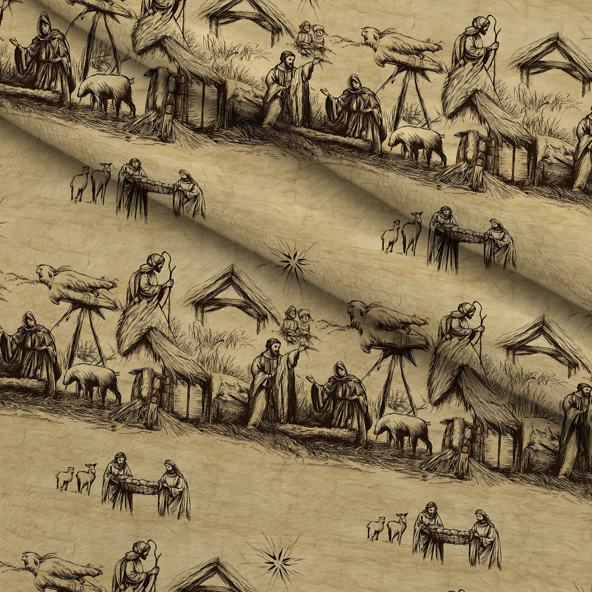Bethlehem Toile Pattern 11 Minky Fabric — plush minky folded close-up preview (mv-minky-v1:lying)