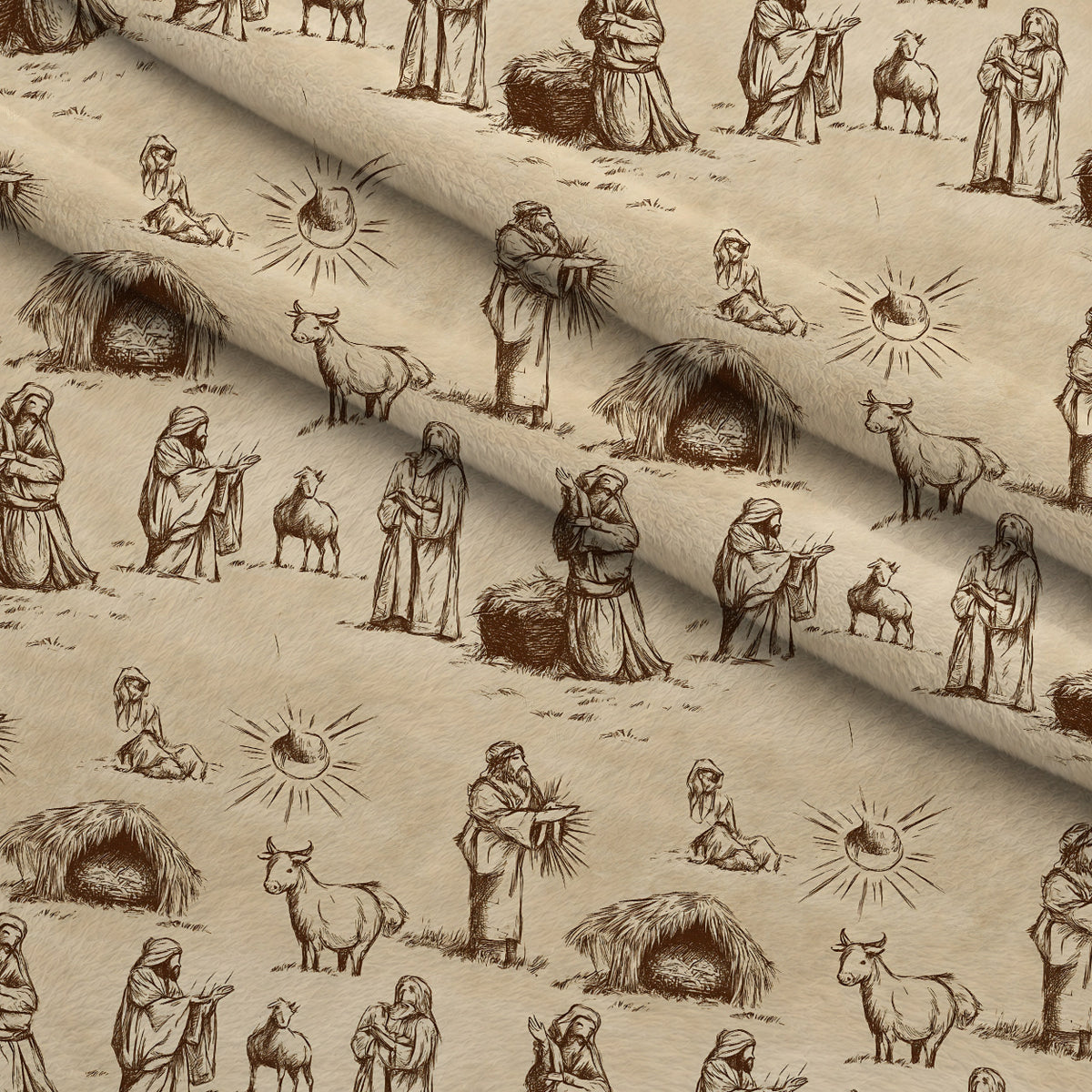 Bethlehem Toile Pattern 13 Minky Fabric — plush minky folded close-up preview (mv-minky-v1:lying)