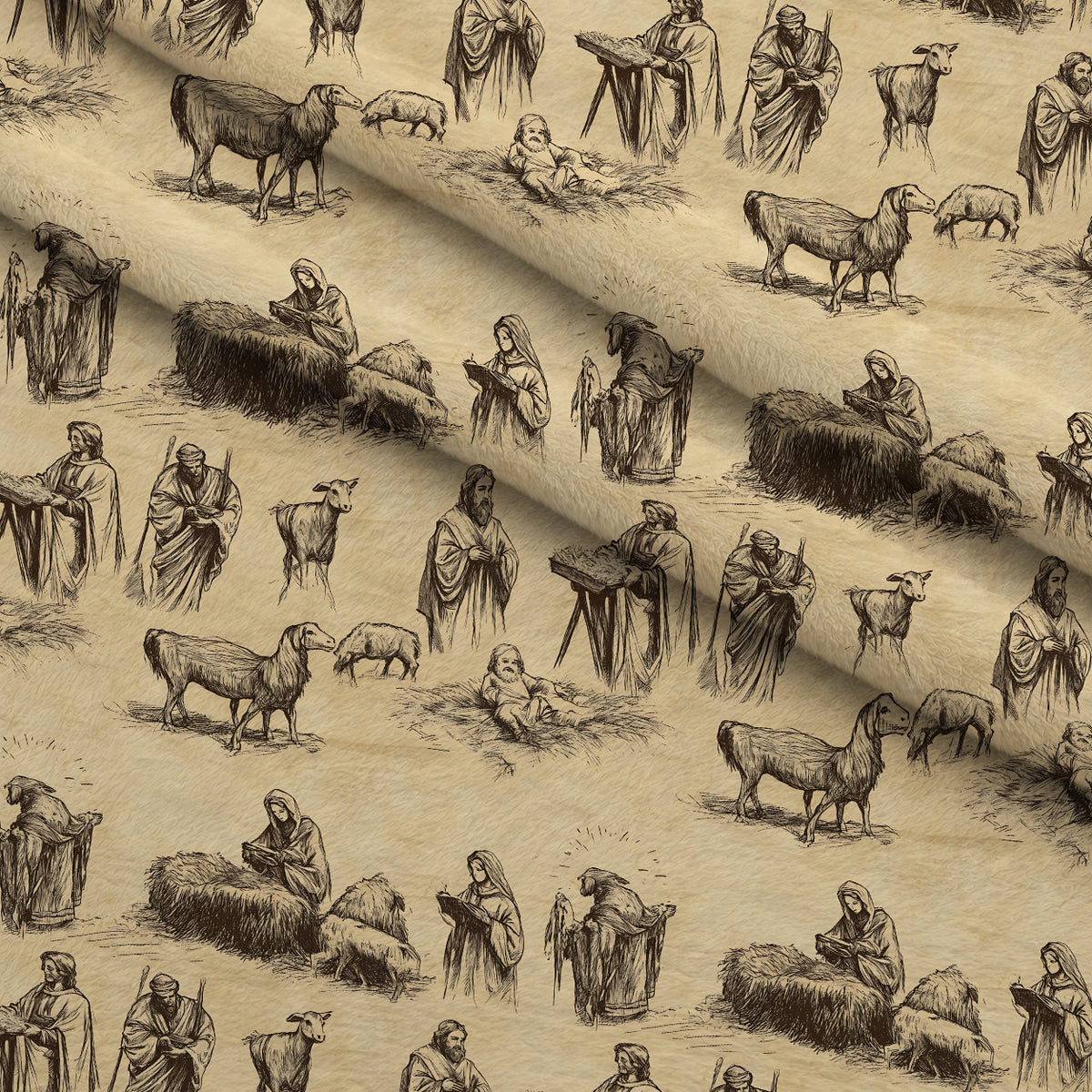 Bethlehem Toile Pattern 14 Minky Fabric — plush minky folded close-up preview (mv-minky-v1:lying)
