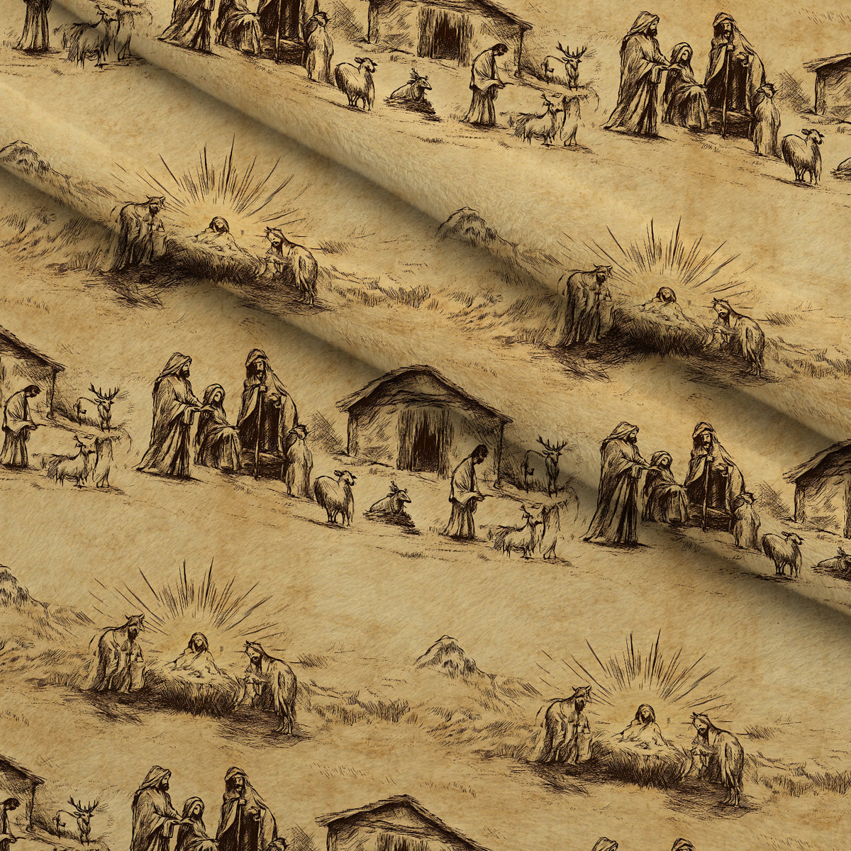 Bethlehem Toile Pattern 15 Minky Fabric — plush minky folded close-up preview (mv-minky-v1:lying)