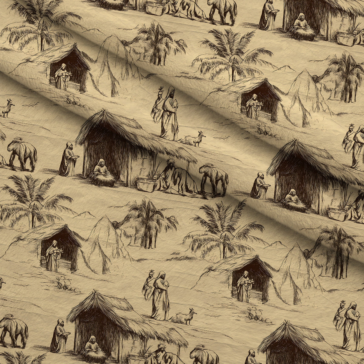 Bethlehem Toile Pattern 16 Minky Fabric — plush minky folded close-up preview (mv-minky-v1:lying)
