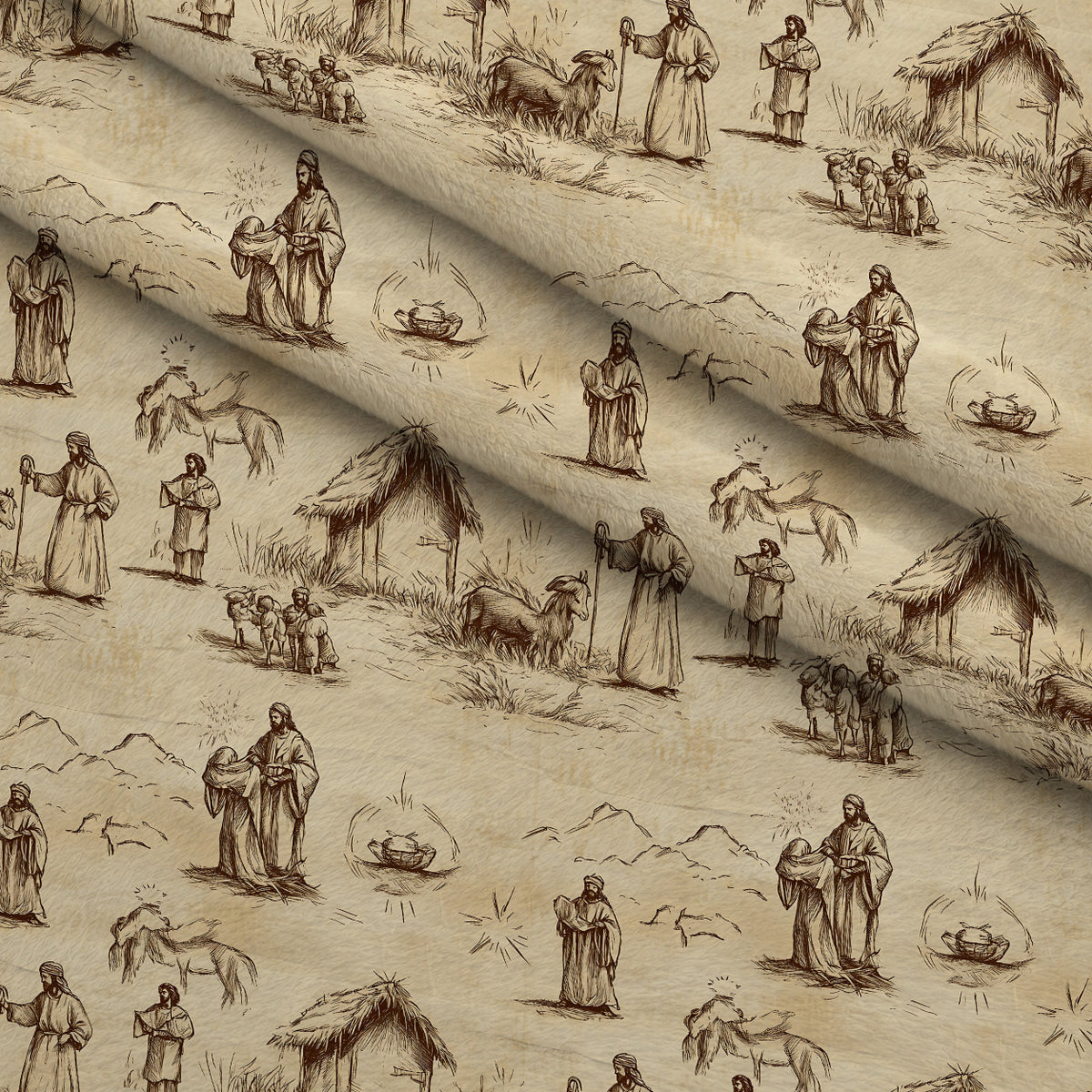 Bethlehem Toile Pattern 17 Minky Fabric — plush minky folded close-up preview (mv-minky-v1:lying)