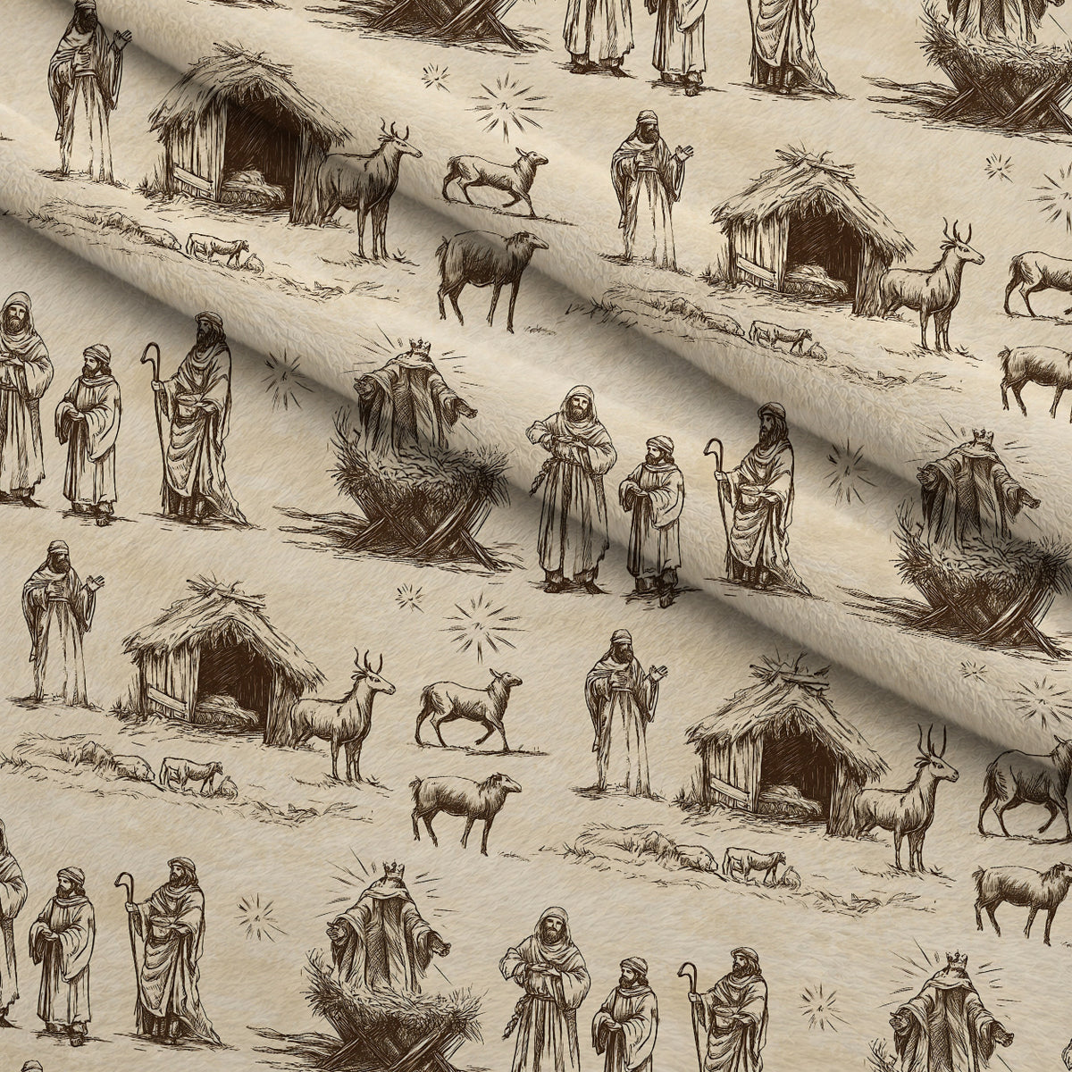 Bethlehem Toile Pattern 18 Minky Fabric — plush minky folded close-up preview (mv-minky-v1:lying)