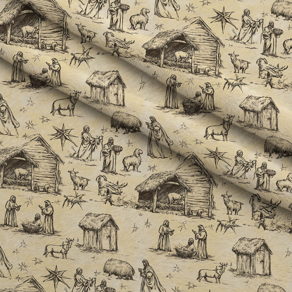 Bethlehem Toile Pattern 19 Minky Fabric — plush minky folded close-up preview (mv-minky-v1:lying)