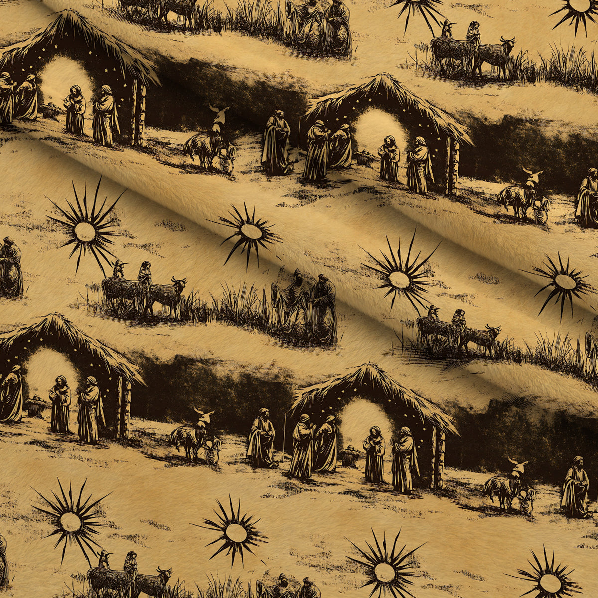 Bethlehem Toile Pattern 20 Minky Fabric — plush minky folded close-up preview (mv-minky-v1:lying)