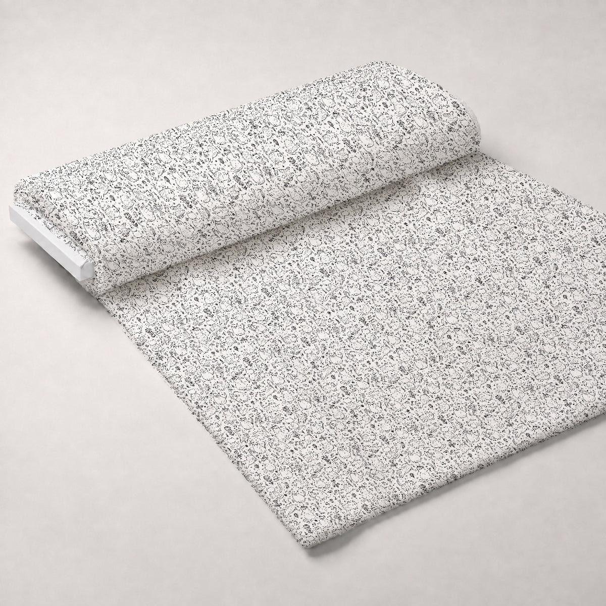 Black and White Cat Doodles Minky Fabric — plush minky unrolled bolt preview (mv-minky-v1:bolt)