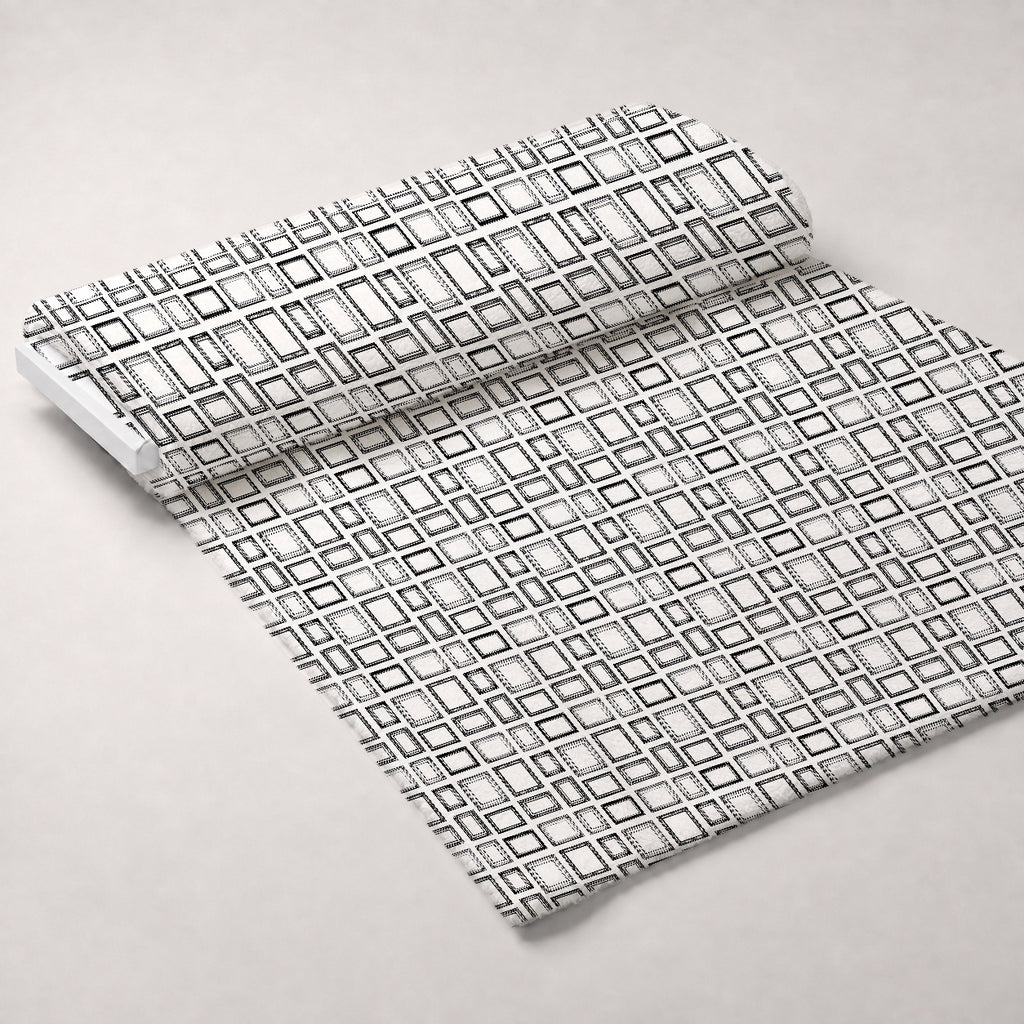 Black and White Picture Frames Pattern Minky Fabric — plush minky unrolled bolt preview (mv-minky-v1:bolt)