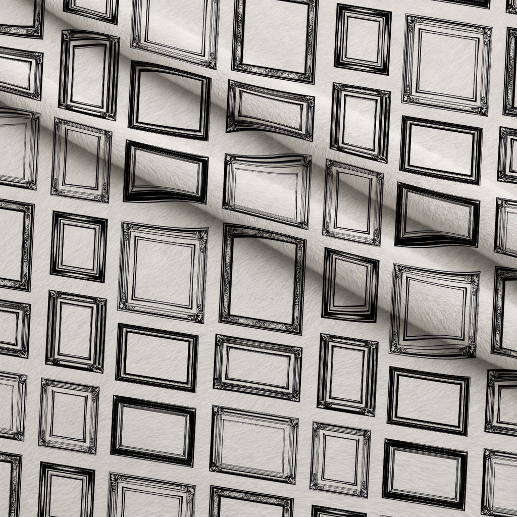 Black and White Picture Frames Pattern Minky Fabric — plush minky folded close-up preview (mv-minky-v1:lying)