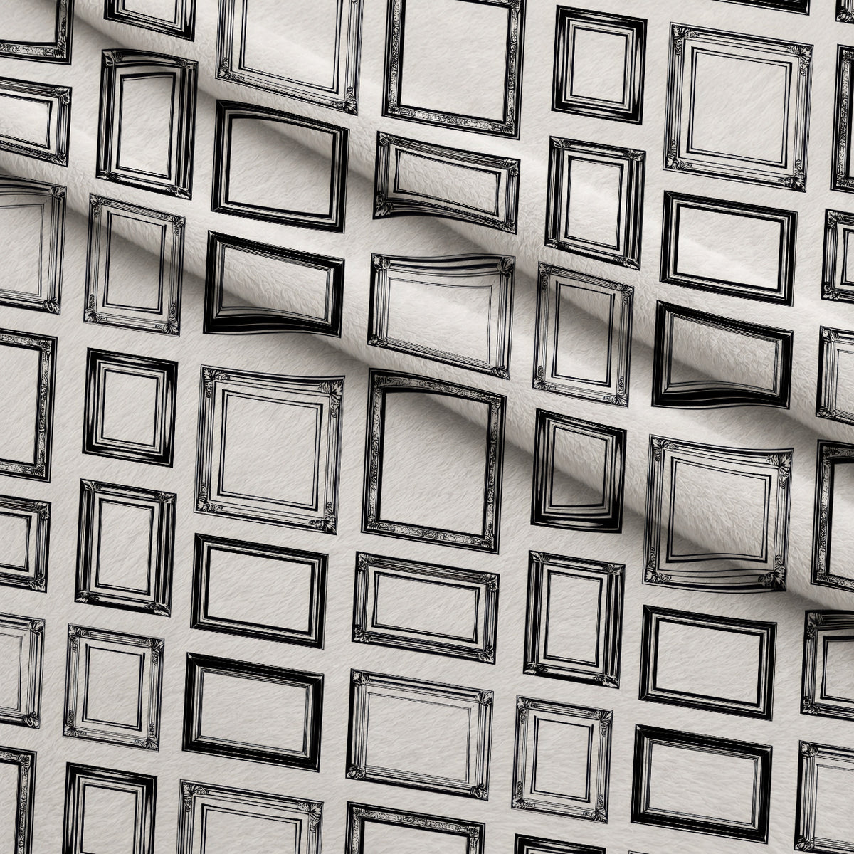 Black and White Picture Frames Pattern Minky Fabric — plush minky folded close-up preview (mv-minky-v1:lying)