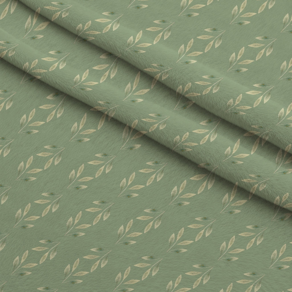 Bloom Time Leaves Pattern 2 Minky Fabric — plush minky folded close-up preview (mv-minky-v1:lying)