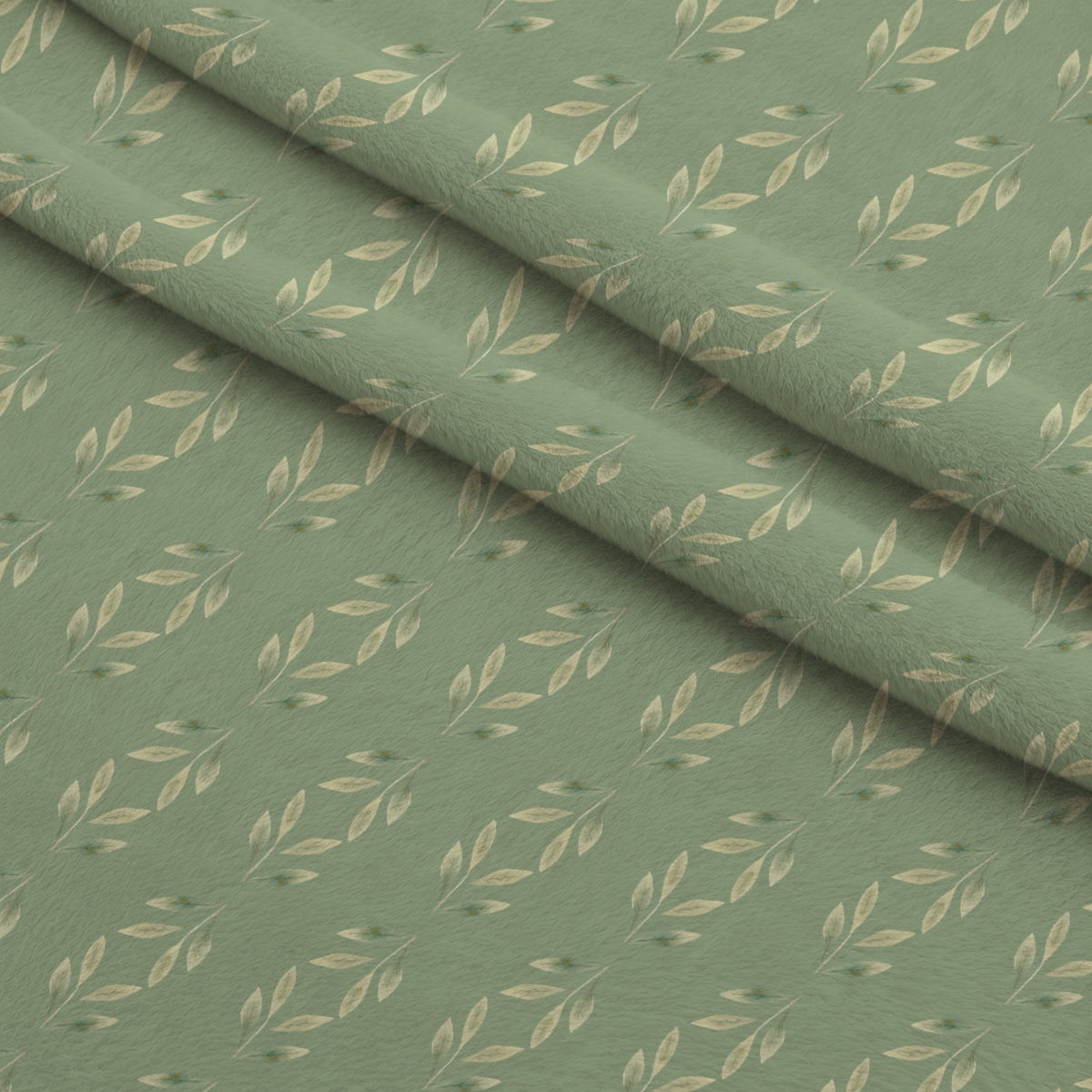 Bloom Time Leaves Pattern 2 Minky Fabric — plush minky folded close-up preview (mv-minky-v1:lying)