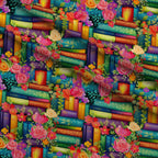 Blooming Library Pattern 1 Minky Fabric — plush minky folded close-up preview (mv-minky-v1:lying)