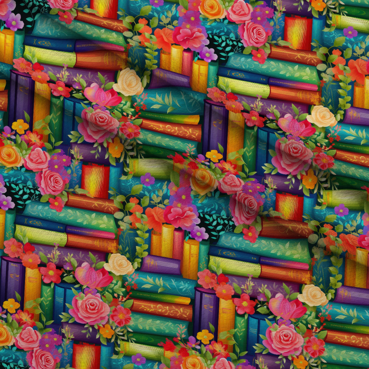 Blooming Library Pattern 1 Minky Fabric — plush minky folded close-up preview (mv-minky-v1:lying)