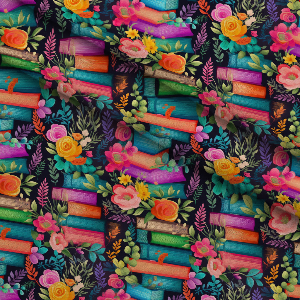 Blooming Library Pattern 10 Minky Fabric — plush minky folded close-up preview (mv-minky-v1:lying)