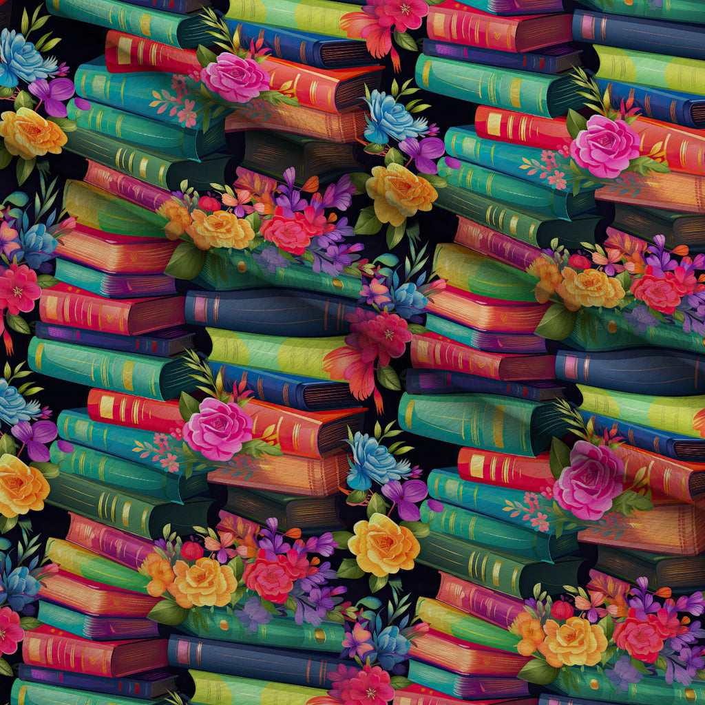 Blooming Library Pattern 3 Minky Fabric — plush minky folded close-up preview (mv-minky-v1:lying)