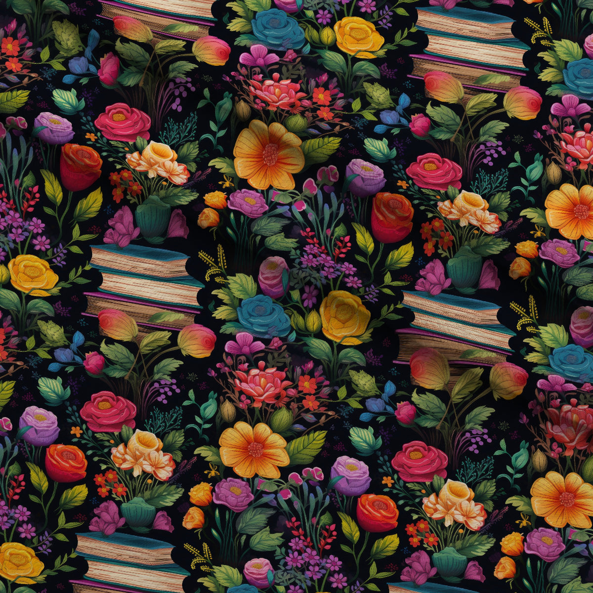 Blooming Library Pattern 5 Minky Fabric — plush minky folded close-up preview (mv-minky-v1:lying)