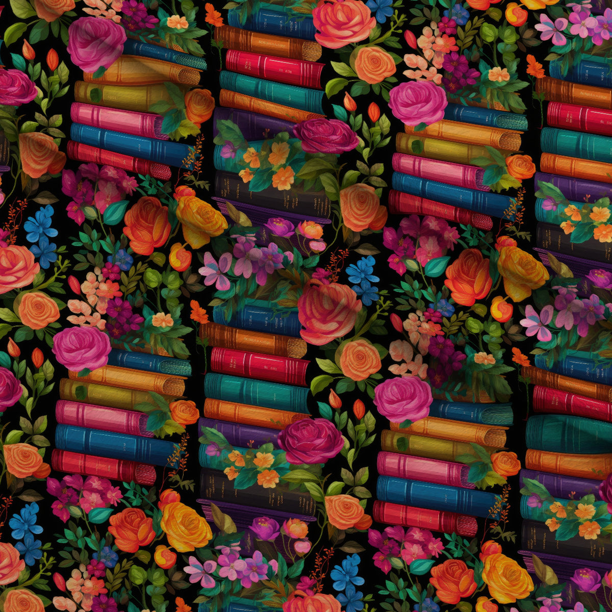 Blooming Library Pattern 8 Minky Fabric — plush minky folded close-up preview (mv-minky-v1:lying)