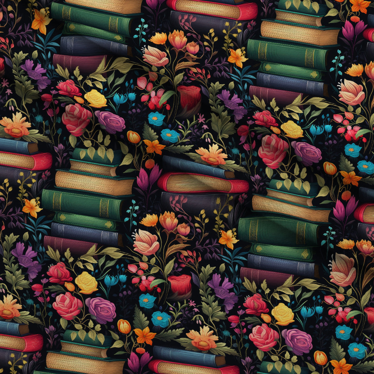 Blooming Library Pattern 9 Minky Fabric — plush minky folded close-up preview (mv-minky-v1:lying)