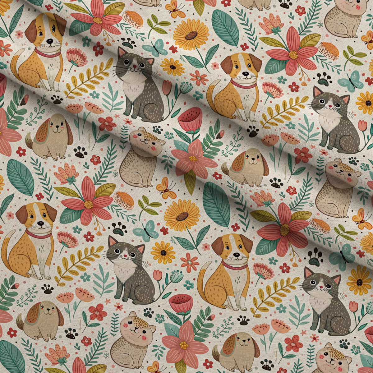 Blossom Buddies Pattern 2 Minky Fabric — plush minky folded close-up preview (mv-minky-v1:lying)