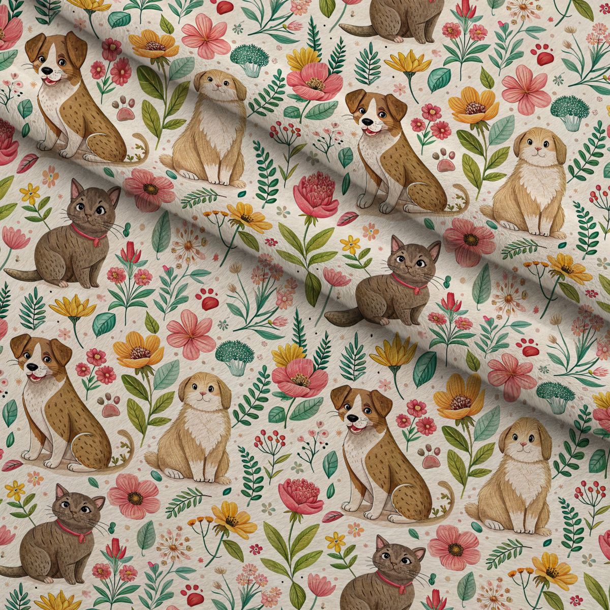 Blossom Buddies Pattern 3 Minky Fabric — plush minky folded close-up preview (mv-minky-v1:lying)
