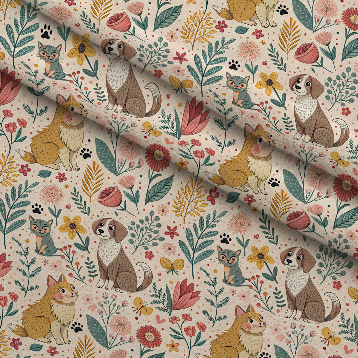 Blossom Buddies Pattern 5 Minky Fabric — plush minky folded close-up preview (mv-minky-v1:lying)