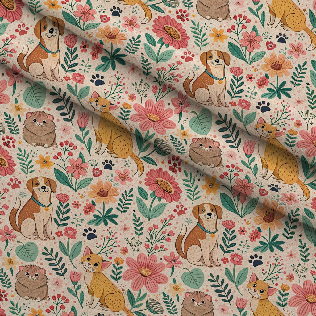 Blossom Buddies Pattern 6 Minky Fabric — plush minky folded close-up preview (mv-minky-v1:lying)