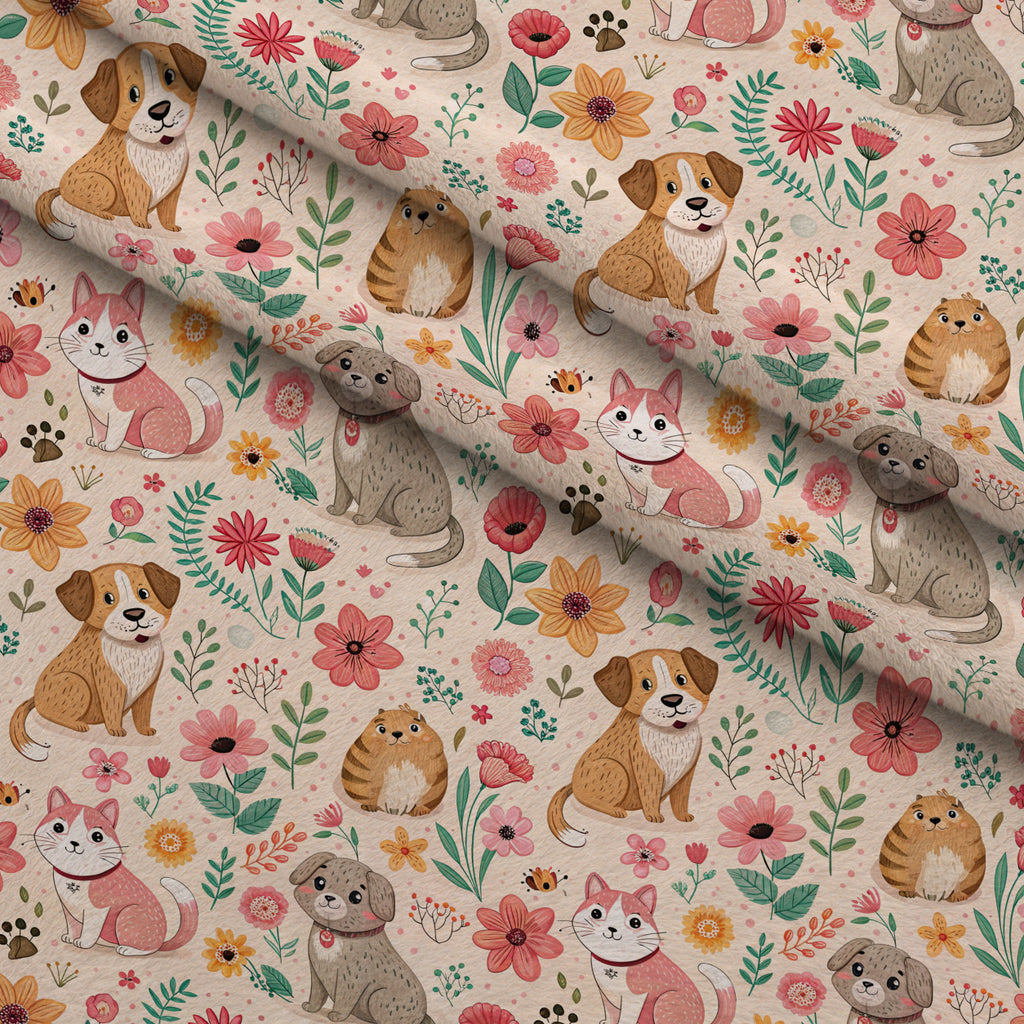 Blossom Buddies Pattern 7 Minky Fabric — plush minky folded close-up preview (mv-minky-v1:lying)