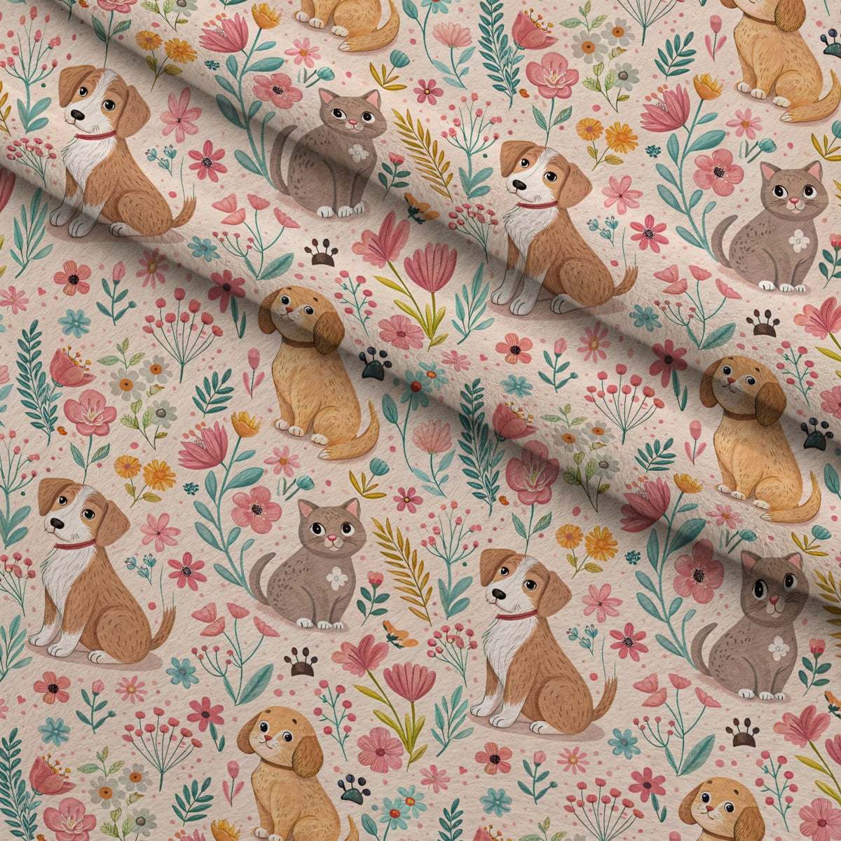 Blossom Buddies Pattern 8 Minky Fabric — plush minky folded close-up preview (mv-minky-v1:lying)