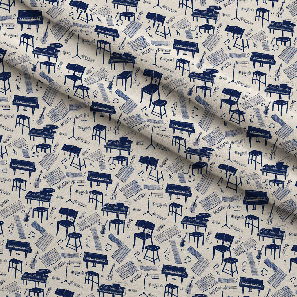 Blue Music Class Minky Fabric — plush minky folded close-up preview (mv-minky-v1:lying)