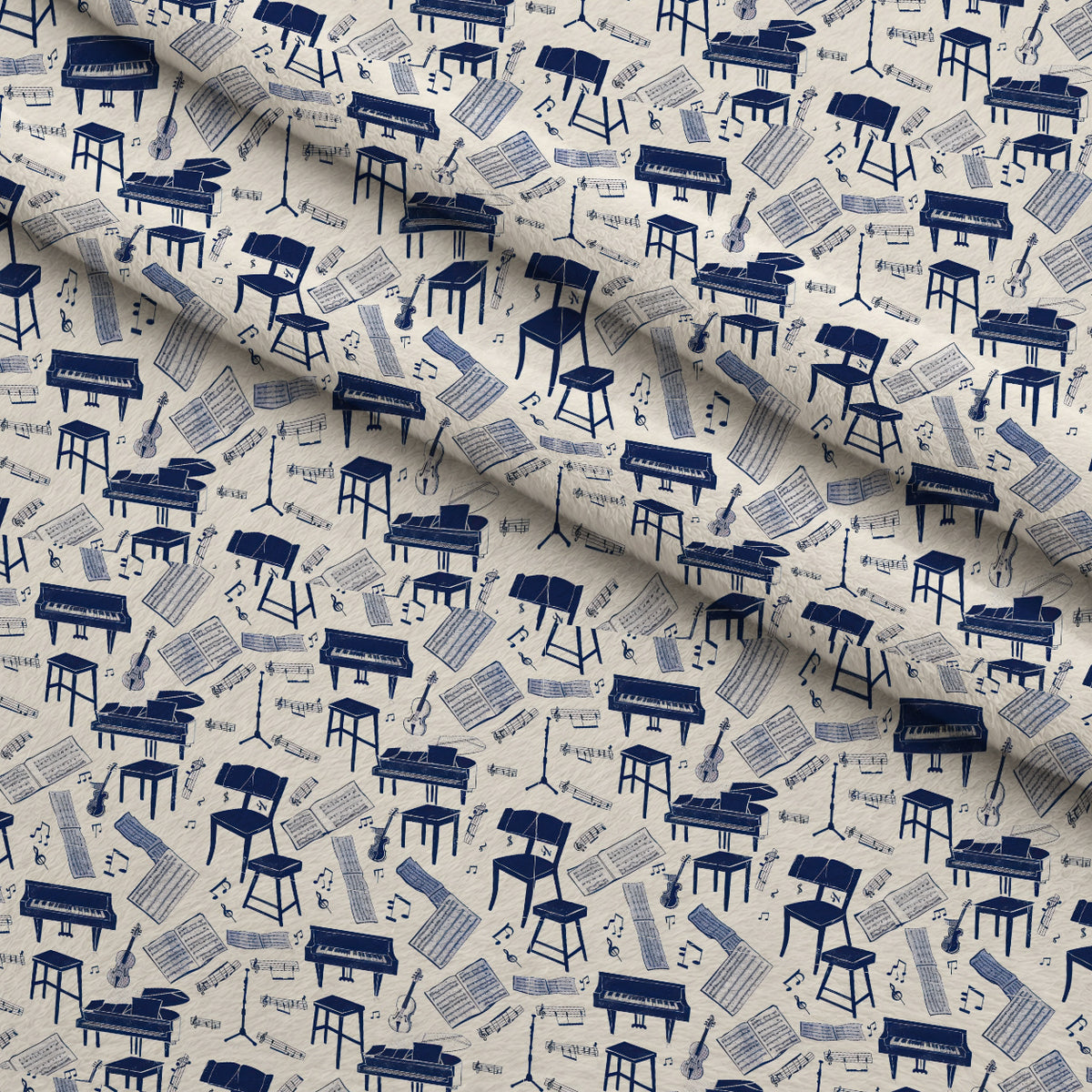 Blue Music Class Minky Fabric — plush minky folded close-up preview (mv-minky-v1:lying)