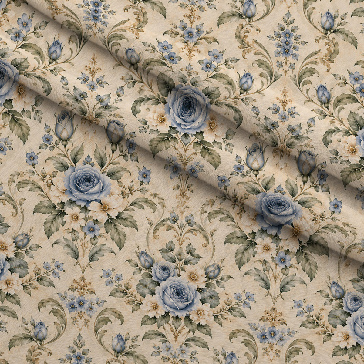 Blue Rose Heirloom Pattern 4 Minky Fabric — plush minky folded close-up preview (mv-minky-v1:lying)