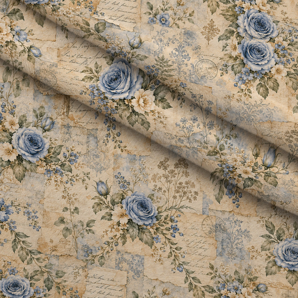 Blue Rose Heirloom Pattern 6 Minky Fabric — plush minky folded close-up preview (mv-minky-v1:lying)