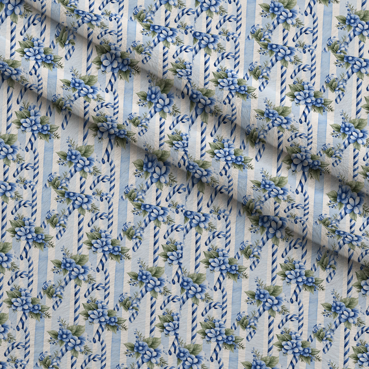 Blueberry Snowfall Wishes Pattern 1 Minky Fabric — plush minky folded close-up preview (mv-minky-v1:lying)