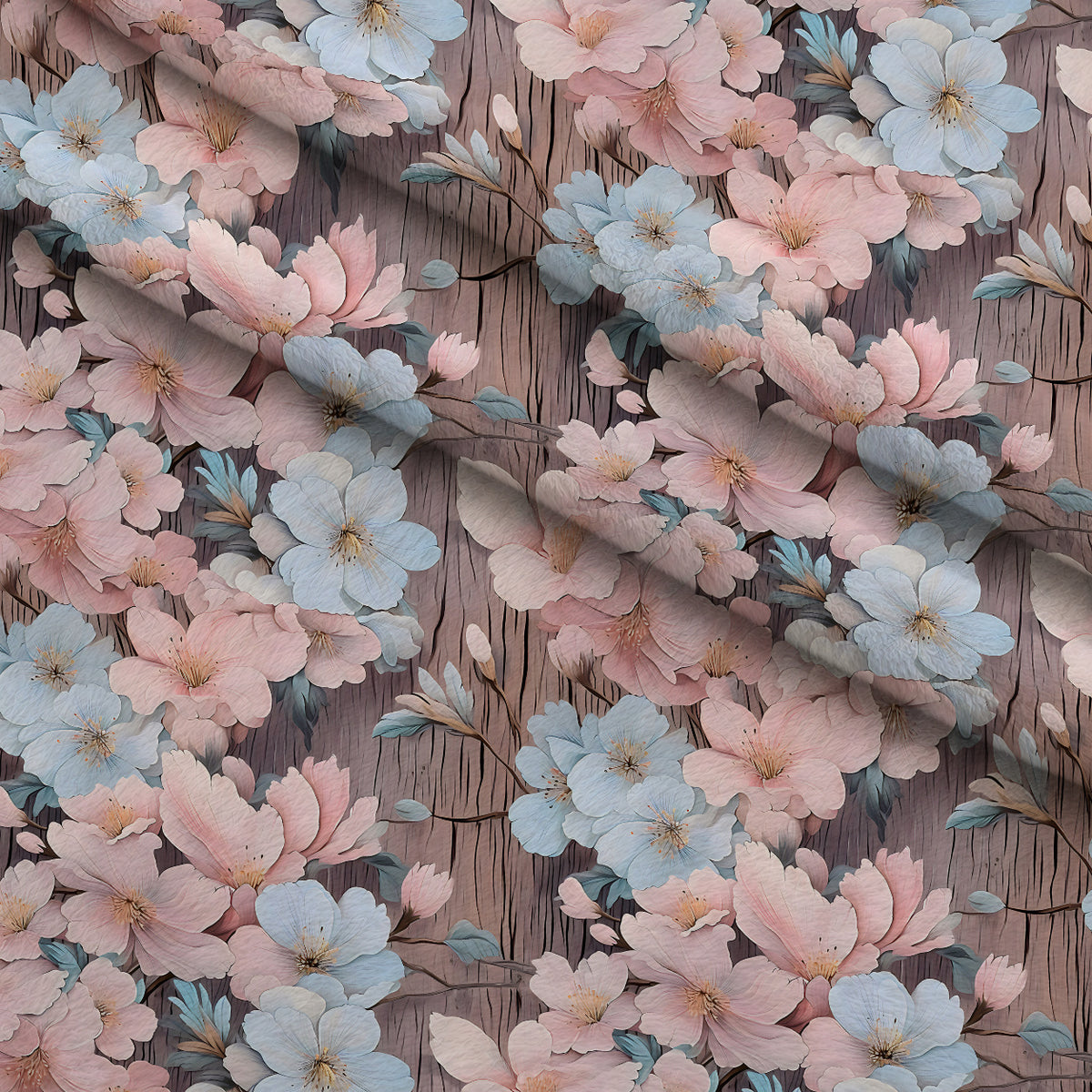 Blushwood Blossom Pattern 1 Minky Fabric — plush minky folded close-up preview (mv-minky-v1:lying)