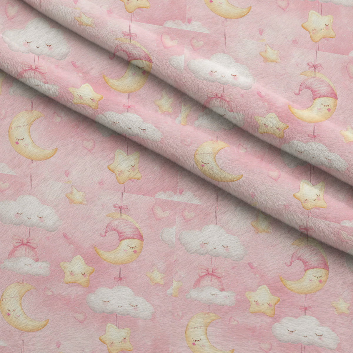 Bows and Blooms Pattern 1 Minky Fabric — plush minky folded close-up preview (mv-minky-v1:lying)