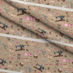 Brown Old Sewing Elements Minky Fabric — plush minky folded close-up preview (mv-minky-v1:lying)