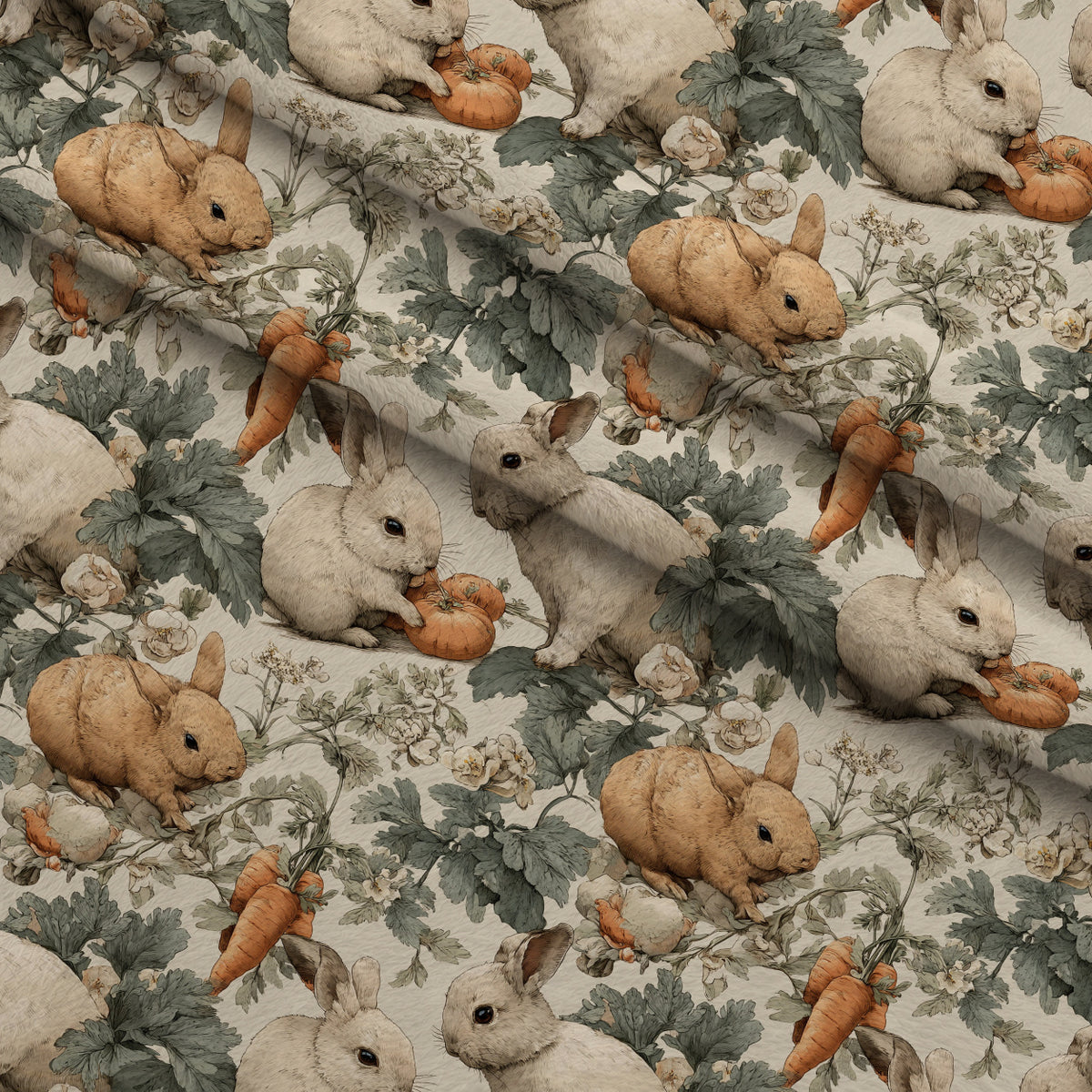 Bunny Blooms Pattern 11 Minky Fabric — plush minky folded close-up preview (mv-minky-v1:lying)