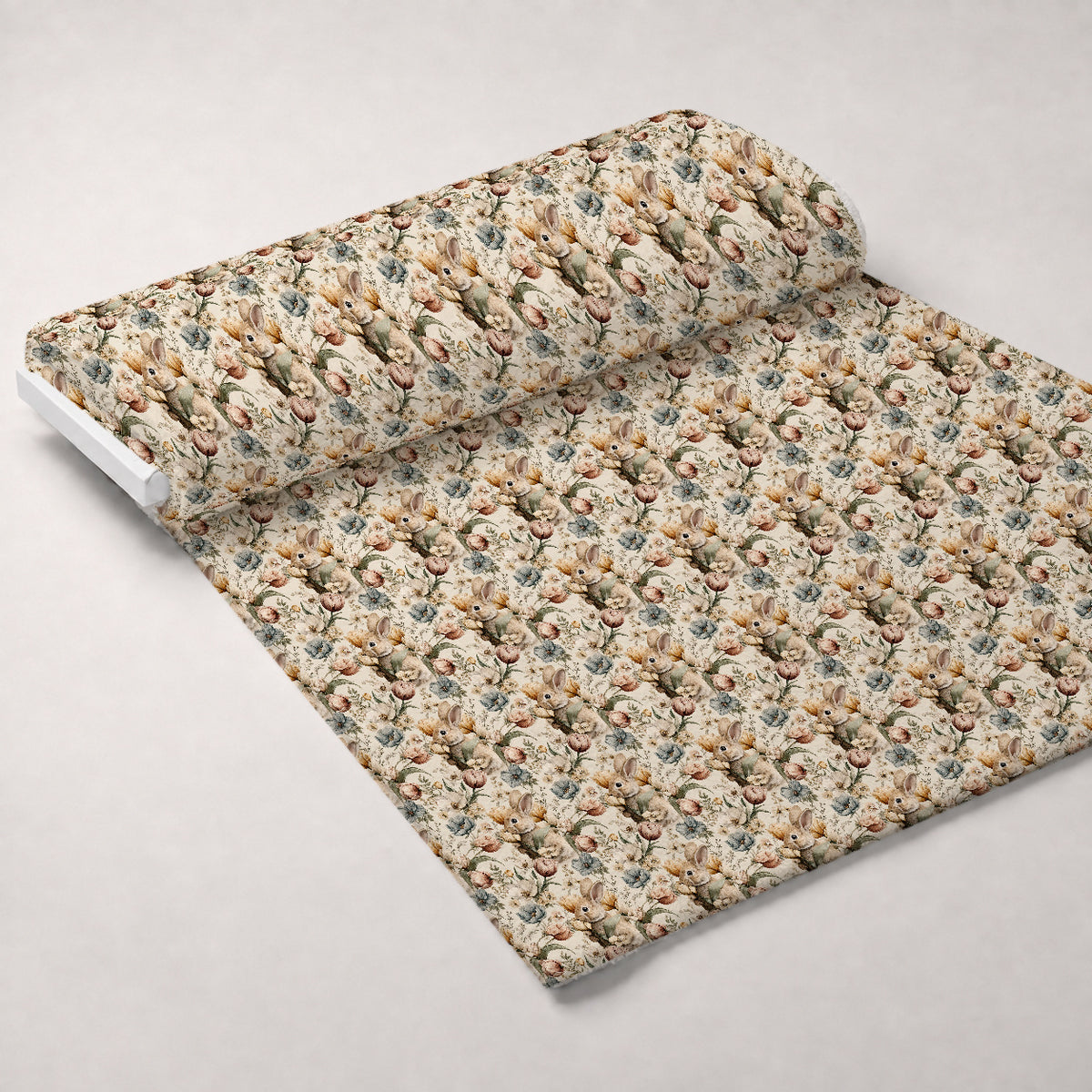 Bunny Blooms Pattern 18 Minky Fabric — plush minky unrolled bolt preview (mv-minky-v1:bolt)