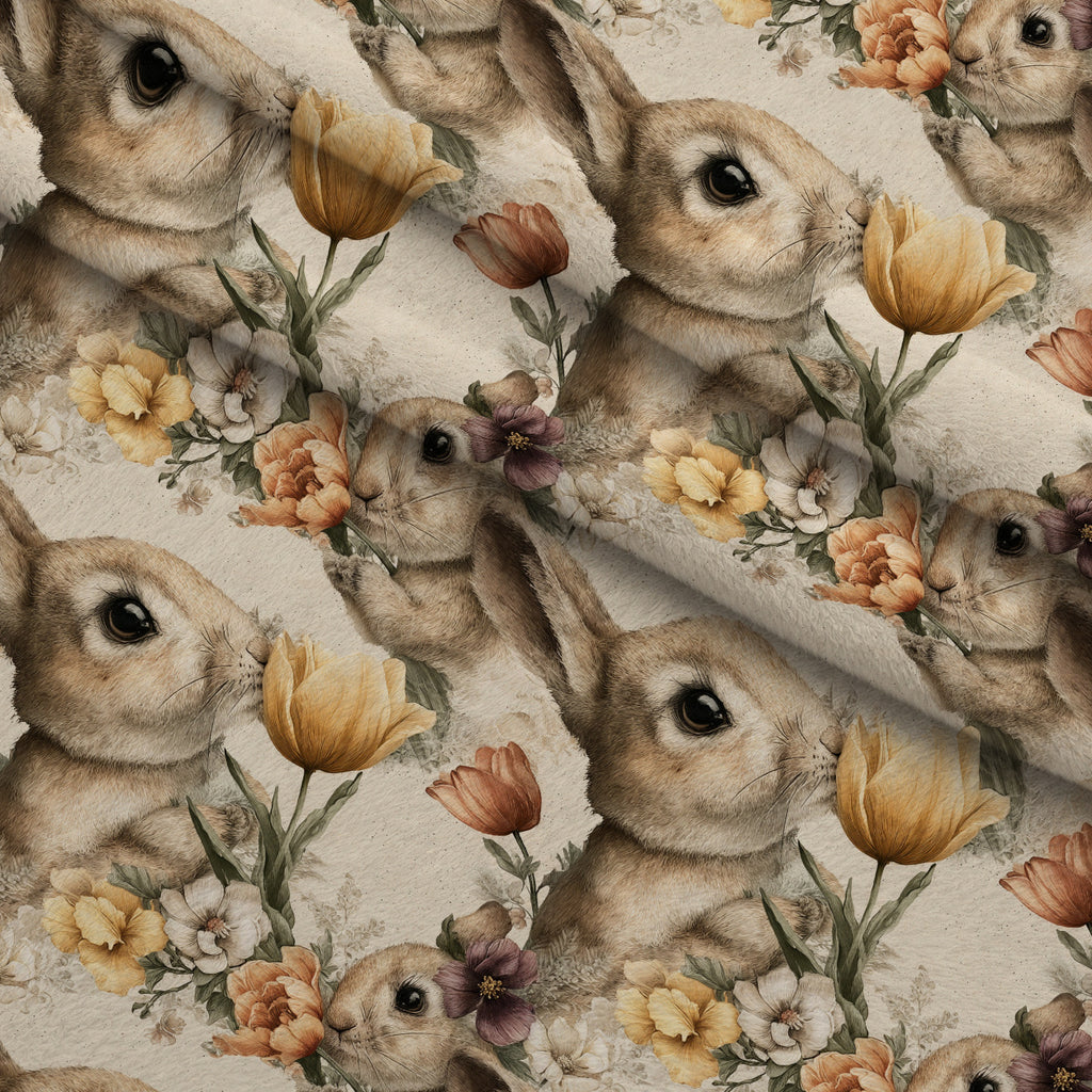 Bunny Blooms Pattern 19 Minky Fabric — plush minky folded close-up preview (mv-minky-v1:lying)