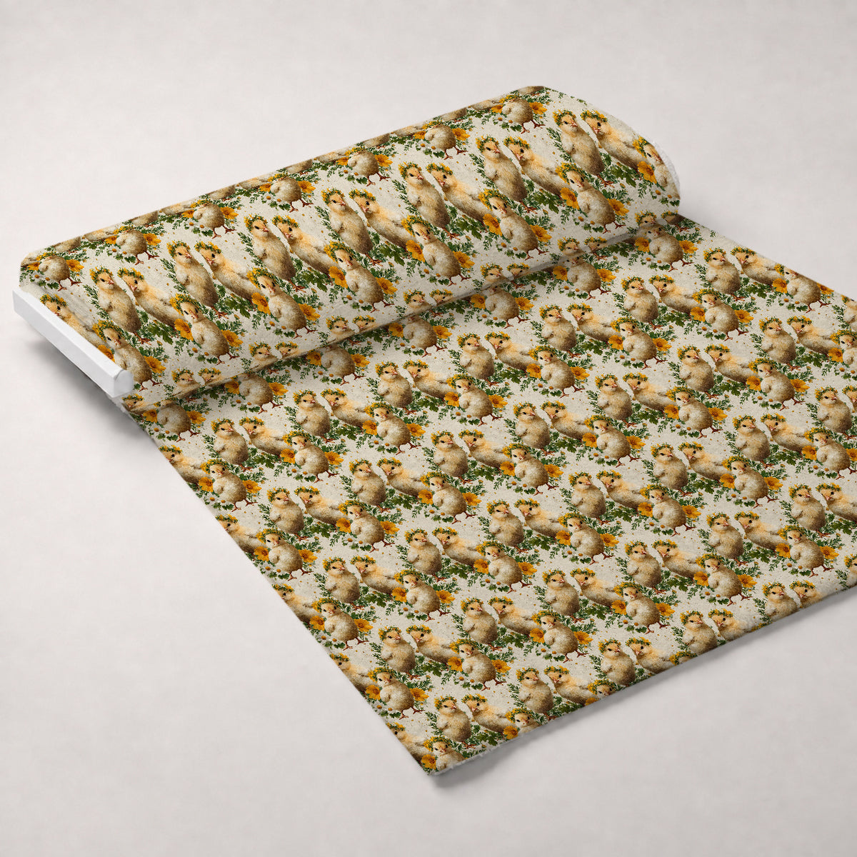 Bunny Blooms Pattern 23 Minky Fabric — plush minky unrolled bolt preview (mv-minky-v1:bolt)