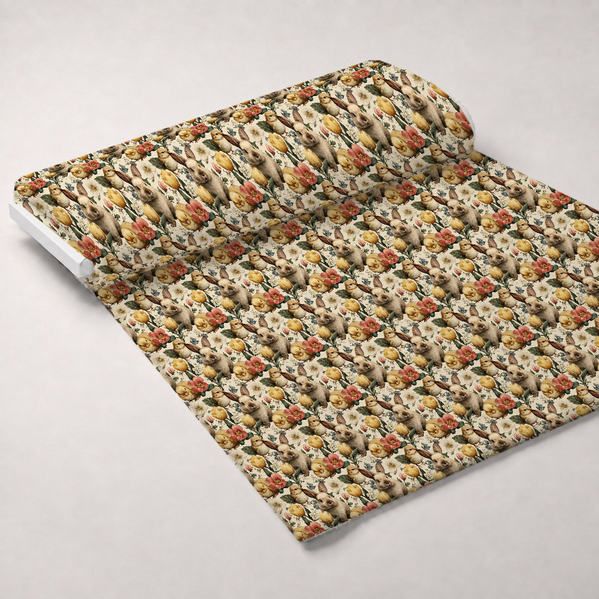Bunny Blooms Pattern 3 Minky Fabric — plush minky unrolled bolt preview (mv-minky-v1:bolt)