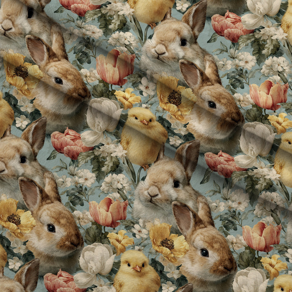 Bunny Blooms Pattern 4 Minky Fabric — plush minky folded close-up preview (mv-minky-v1:lying)