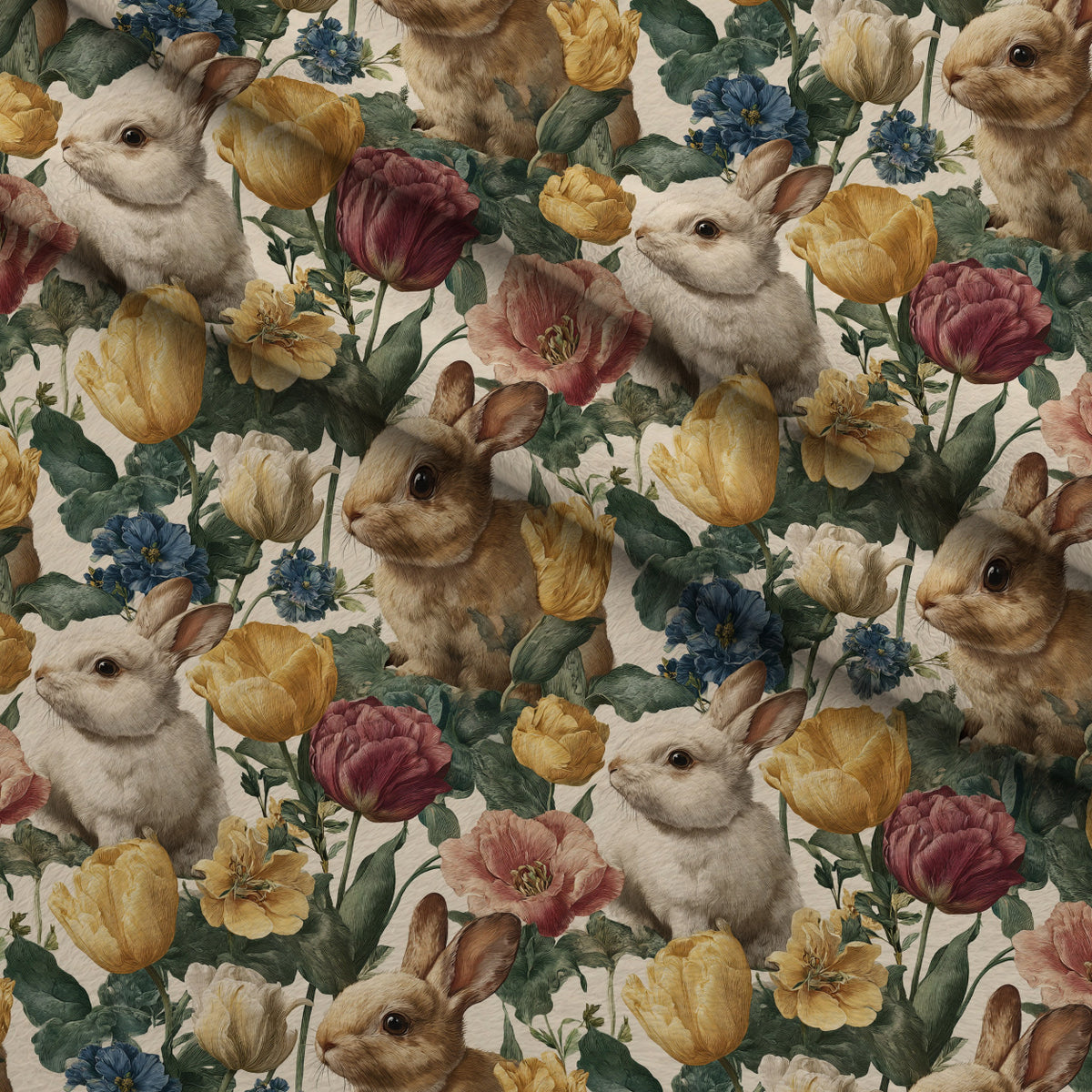 Bunny Blooms Pattern 47 Minky Fabric — plush minky folded close-up preview (mv-minky-v1:lying)