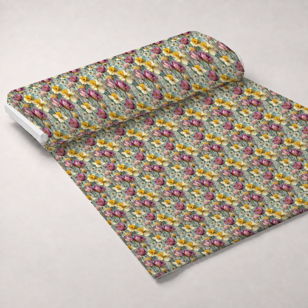 Bunny Blooms Pattern 7 Minky Fabric — plush minky unrolled bolt preview (mv-minky-v1:bolt)