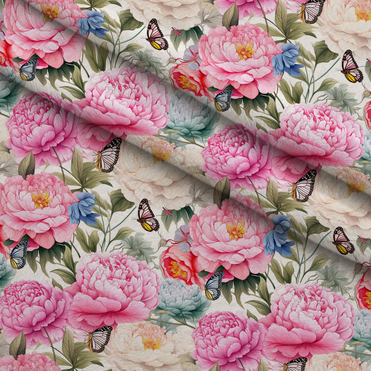 Butterfly Dance Pattern 2 Minky Fabric — plush minky folded close-up preview (mv-minky-v1:lying)