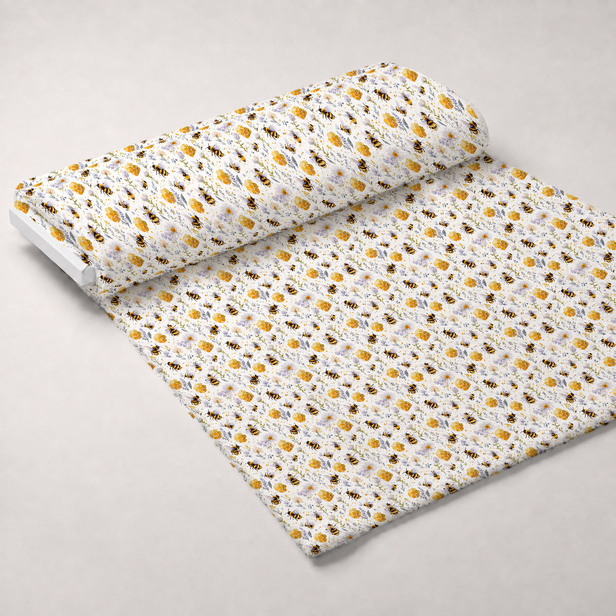 Buzzing Blossoms Pattern 1 Minky Fabric — plush minky unrolled bolt preview (mv-minky-v1:bolt)