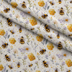 Buzzing Blossoms Pattern 1 Minky Fabric — plush minky folded close-up preview (mv-minky-v1:lying)