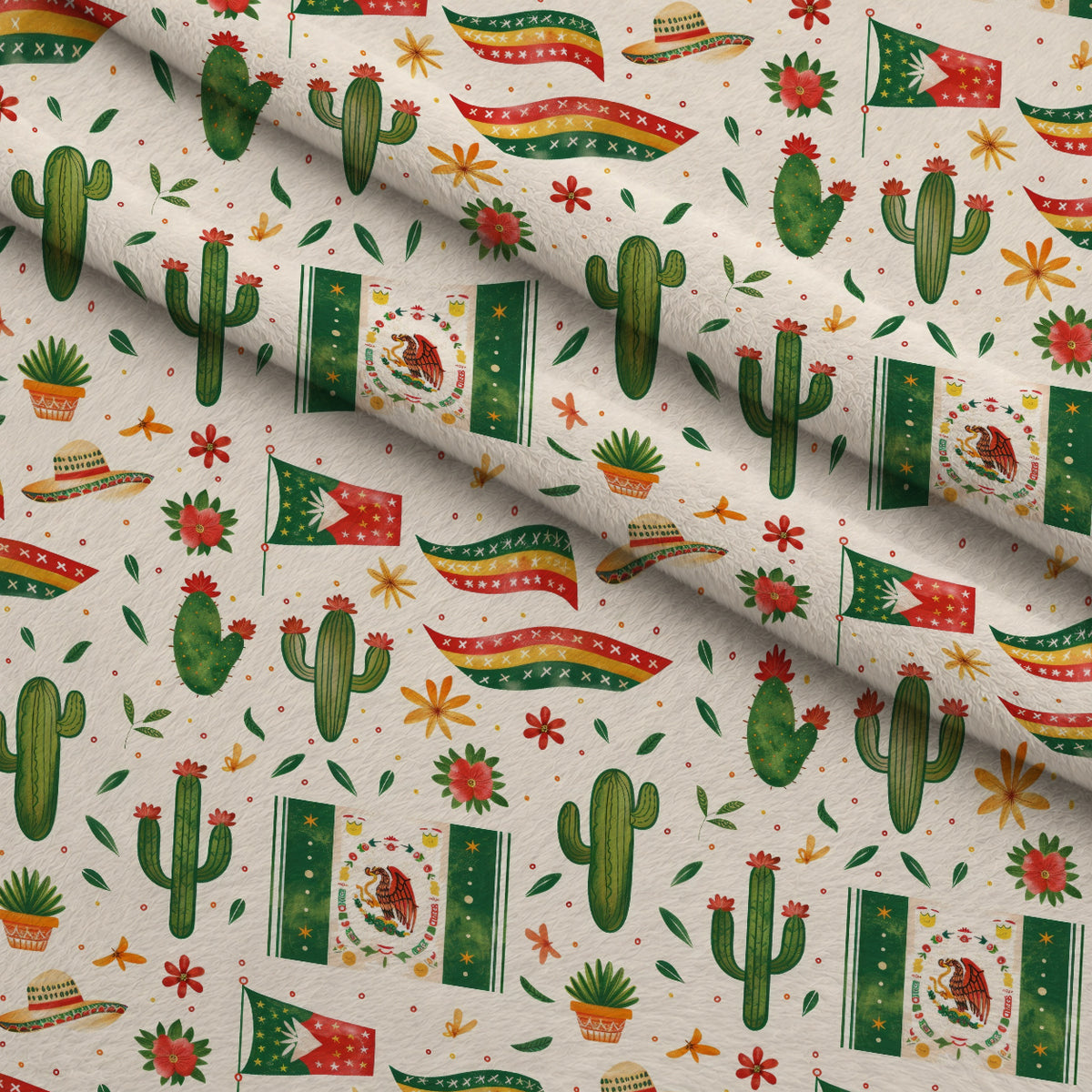 Cactus Fiesta Pattern 1 Minky Fabric — plush minky folded close-up preview (mv-minky-v1:lying)